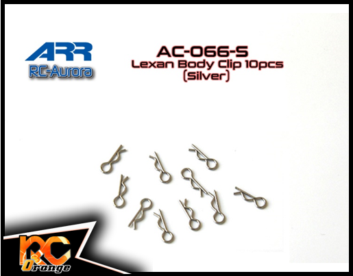 RC AURORA - AC-066-S - 10 clips de carrosserie silver