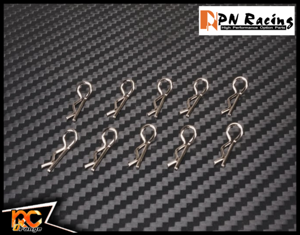RC ORANGE PN RACING 800101B SUPPORT CARRO 10 Clips micro ultra pour carrosserie lexan Silver