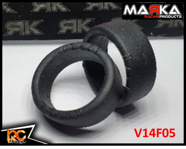 RC ORANGE MARKA – V14F05 – Mini Z 1 28 Pneu slick avant gomme V14 05° pour RCP track (1 paire)