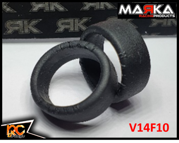 RC ORANGE MARKA – V14F10 – Mini Z 1 28 Pneu slick avant gomme V14 10° pour RCP track (1 paire)